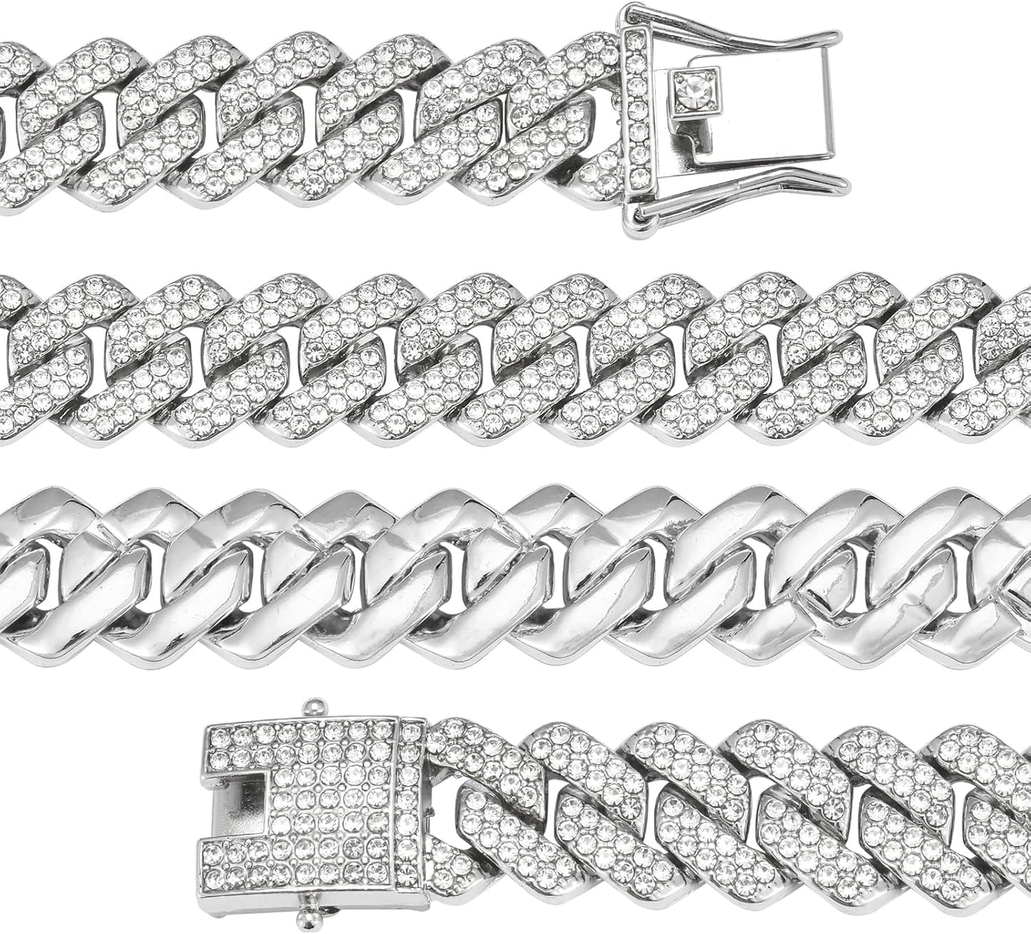 Mens Cuban Link Chain Miami Cuban Necklace 18K Gold Silver Chain Diamond Cut Chains for Men Women 14Mm Iced Out Hip Hop Jewelry