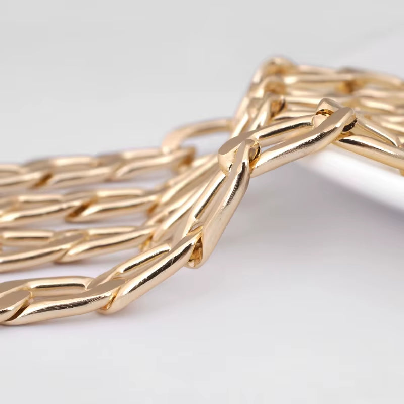 1 Meter Champagne Gold Color Flat Extended Chains Aluminum Chains Necklace Chains High Quality Diy Jewelry Making Accessories