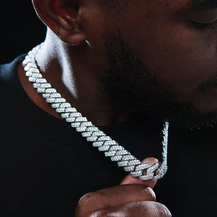 Mens Cuban Link Chain Miami Cuban Necklace 18K Gold Silver Chain Diamond Cut Chains for Men Women 14Mm Iced Out Hip Hop Jewelry