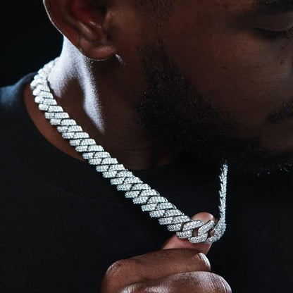 Mens Cuban Link Chain Miami Cuban Necklace 18K Gold Silver Chain Diamond Cut Chains for Men Women 14Mm Iced Out Hip Hop Jewelry