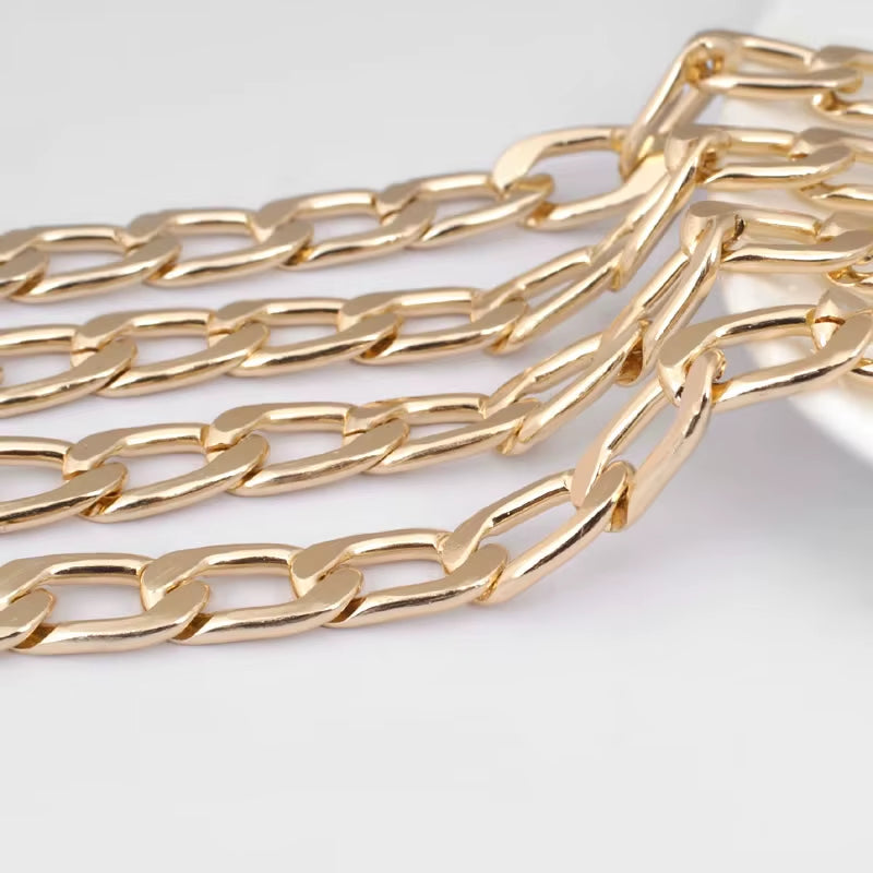 1 Meter Champagne Gold Color Flat Extended Chains Aluminum Chains Necklace Chains High Quality Diy Jewelry Making Accessories