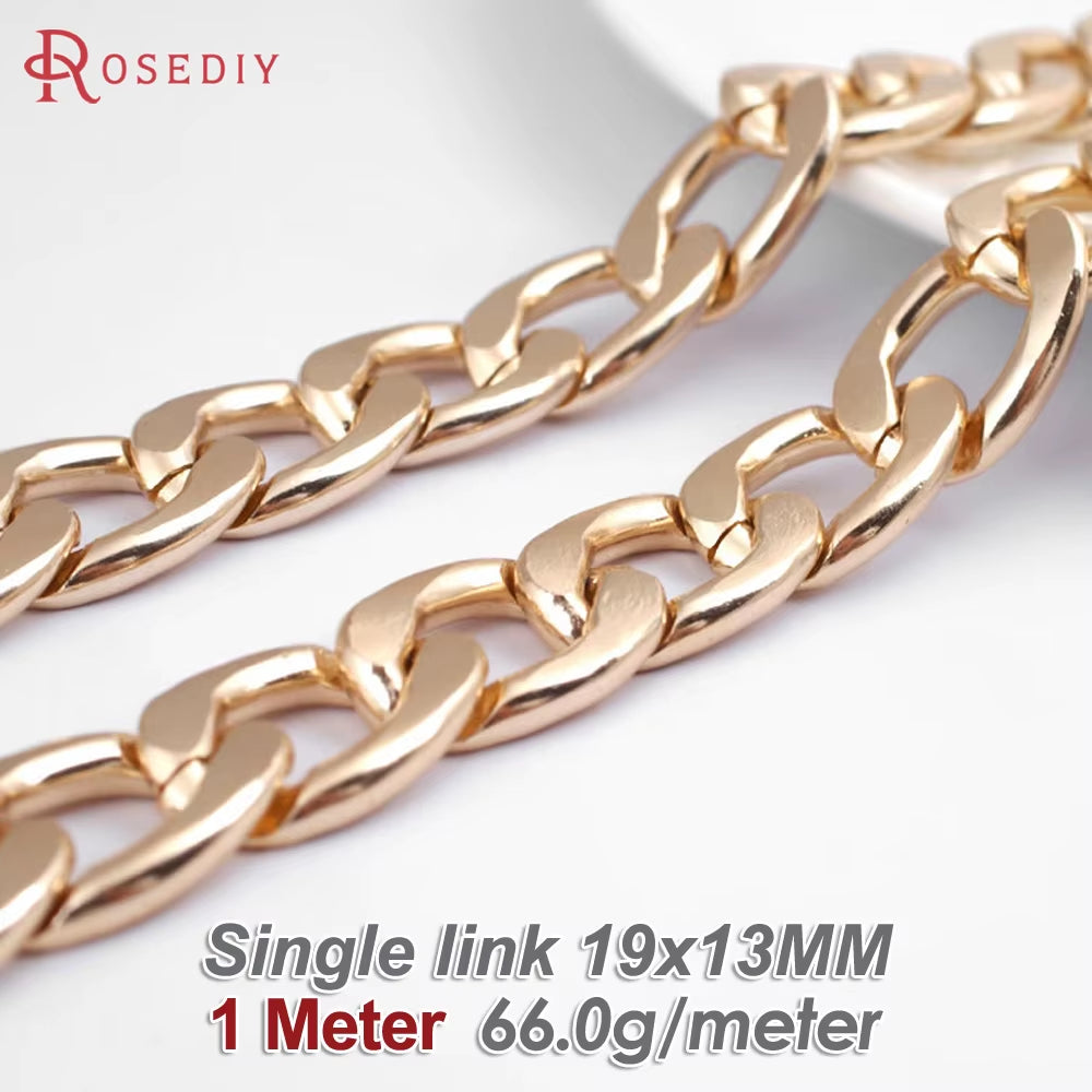 1 Meter Champagne Gold Color Flat Extended Chains Aluminum Chains Necklace Chains High Quality Diy Jewelry Making Accessories